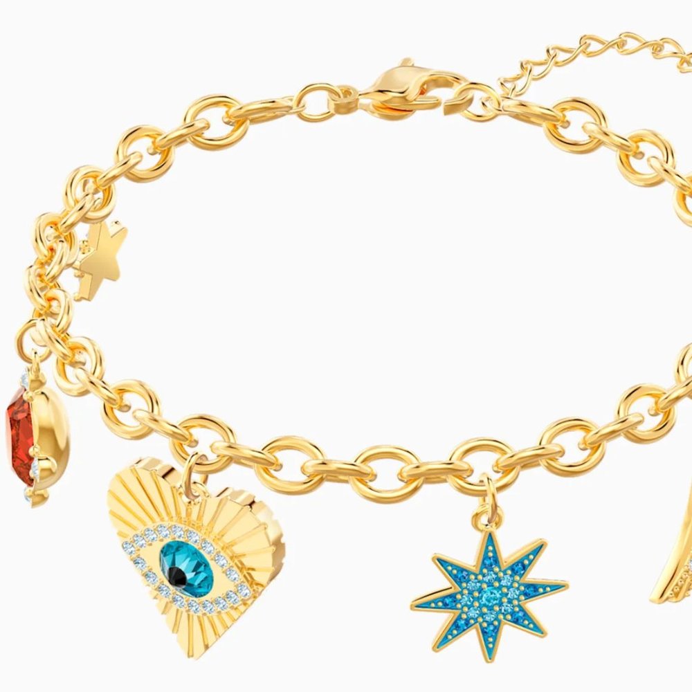 SWAROVSKI "LUCKY GODDESS" CHARMS BRACELET 6/24" - Picture 4 of 8